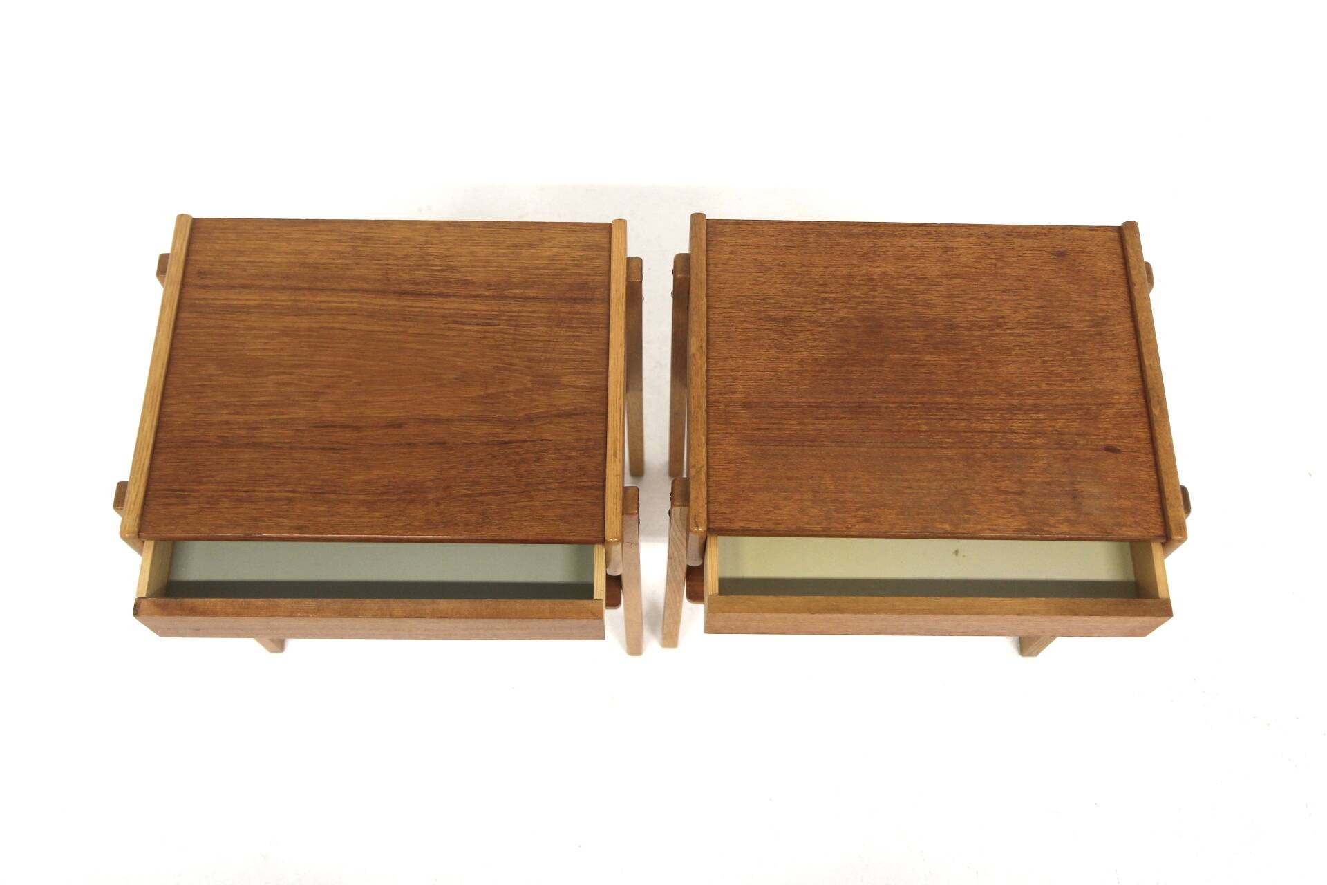 Set of 2 teak and oak bedside tables, Sweden, 1960