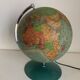 Vintage 1960s Perrina glass globe, green lacquered, world map - 33 cm