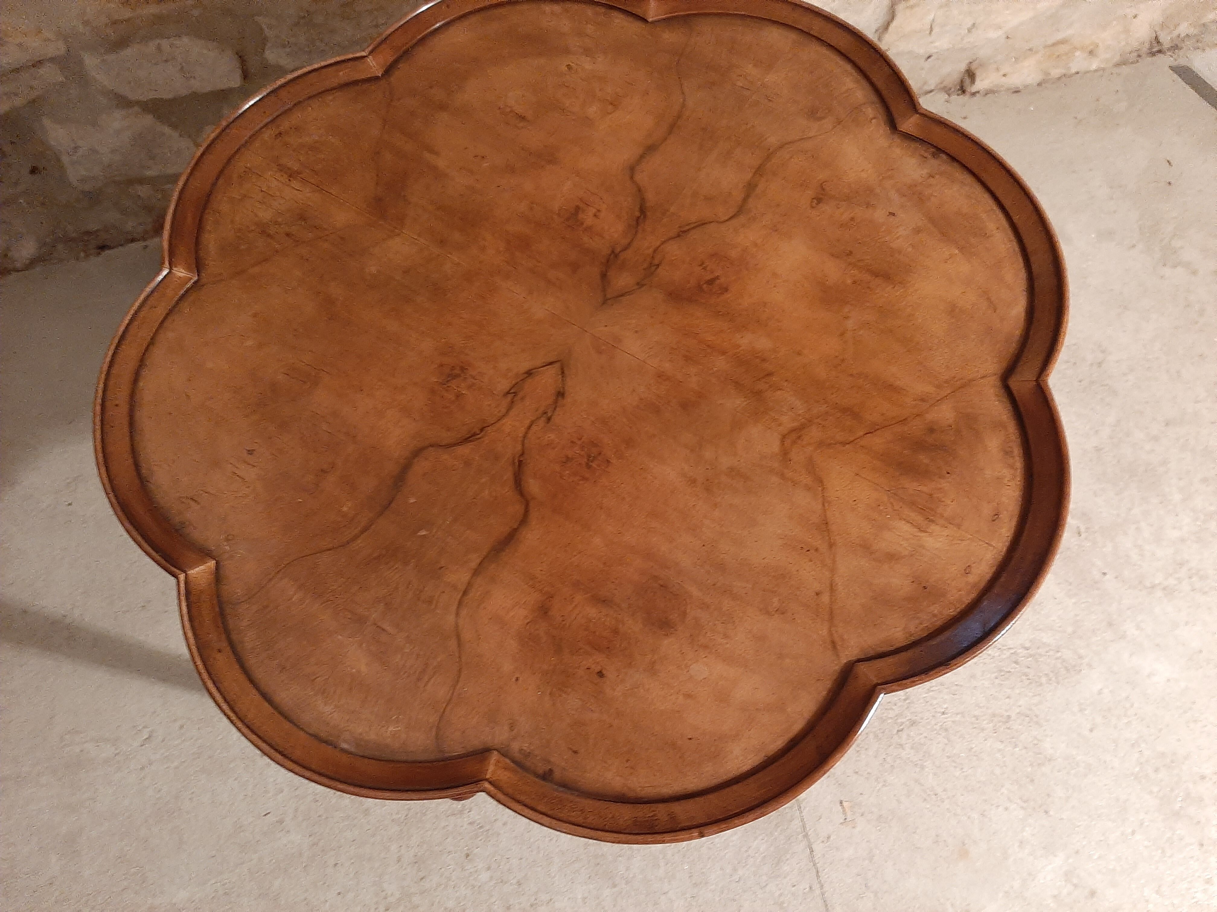 Walnut chippendale-style round coffee table