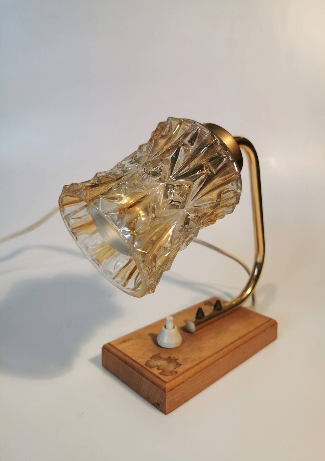 Lampe de chevet vintage : Lampe en verre style milieu du XXe siècle, Yougoslavie, années 1970