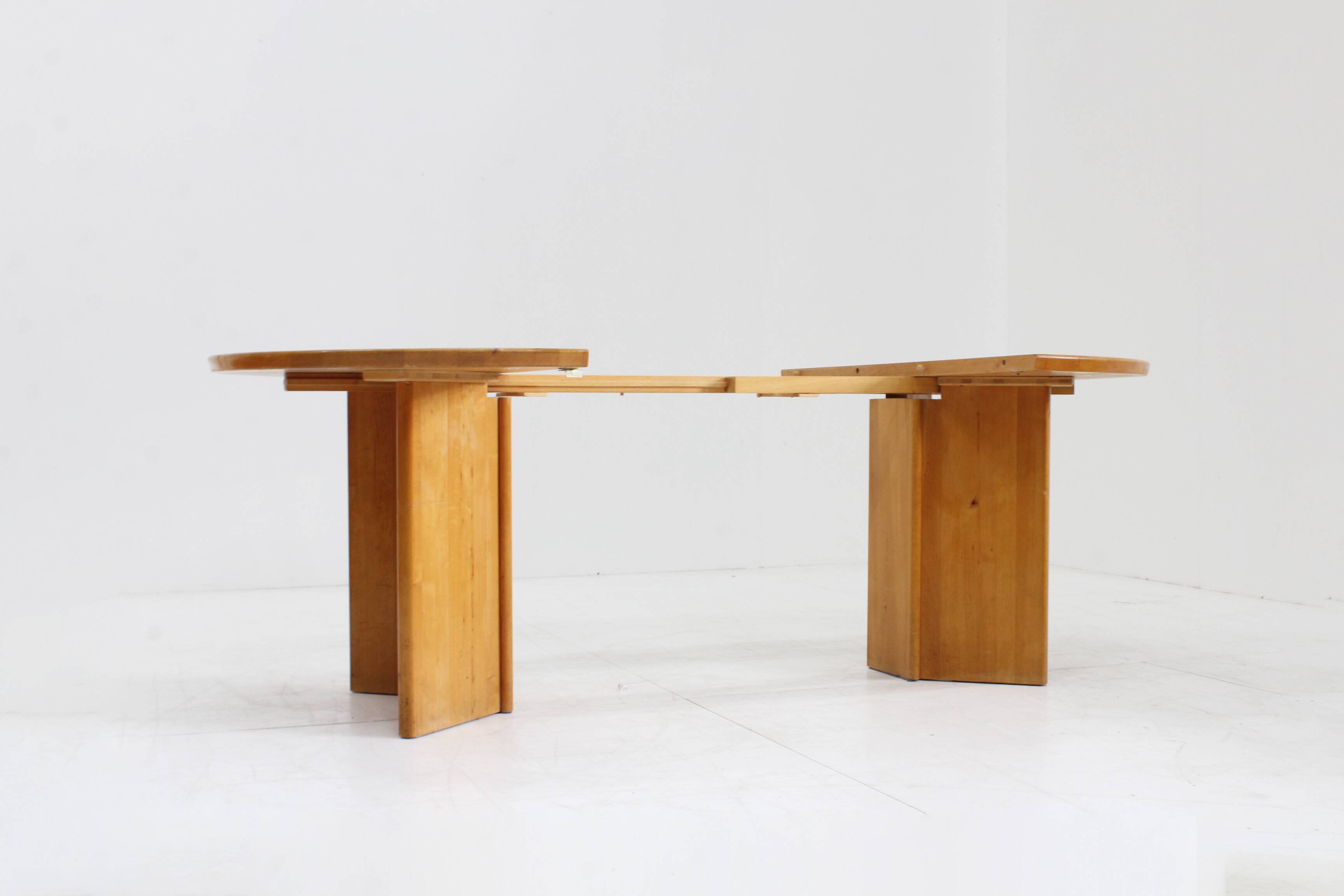 Table à manger ronde extensible vintage danoise en bois massif