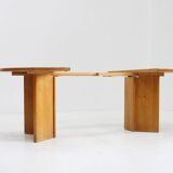 Table à manger ronde extensible vintage danoise en bois massif