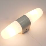 White double wall lamp Bauhaus Wilhelm Wagenfeld, Linder Germany, 1950s