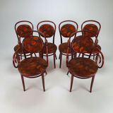 Set of 6 cherry bentwood dining chairs, 1970s