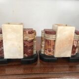Pair of Art Deco marble book clamts