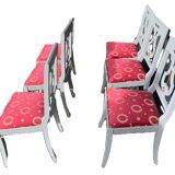Six Lyres Chairs, Restoration Style, Lacquered in Grey