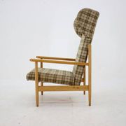 1960s Rare Mid-Century Modern Beech Wing Armchair by ÚLUV, Czechoslovakia