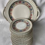 Dessert service 10 plates and a Bernardaud Limoges porcelain cake dish