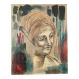 Contemporary portrait of a woman on linen canvas