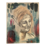 Portrait de femme contemporain sur toile de lin