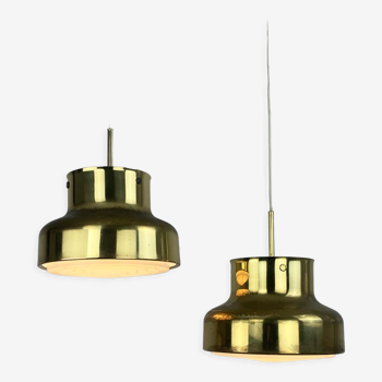 Pair Bumling Pendant Lamps in brass, Anders Pehrson for Ateljé Lyktan, Sweden, 1960s