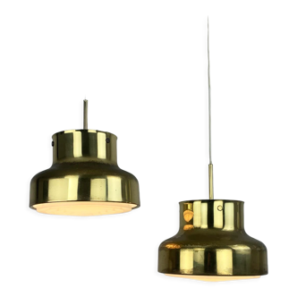 Pair Bumling Pendant Lamps in brass, Anders Pehrson for Ateljé Lyktan, Sweden, 1960s