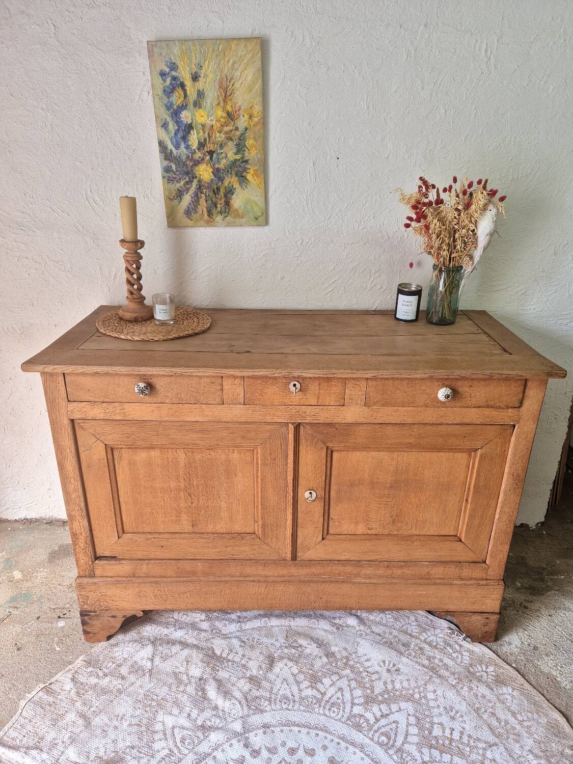 Vintage solid oak sideboard