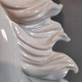 White ceramic horse head lamp beige lampshade and golden interior