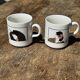 Pair of mugs with stylized Italian women motifs