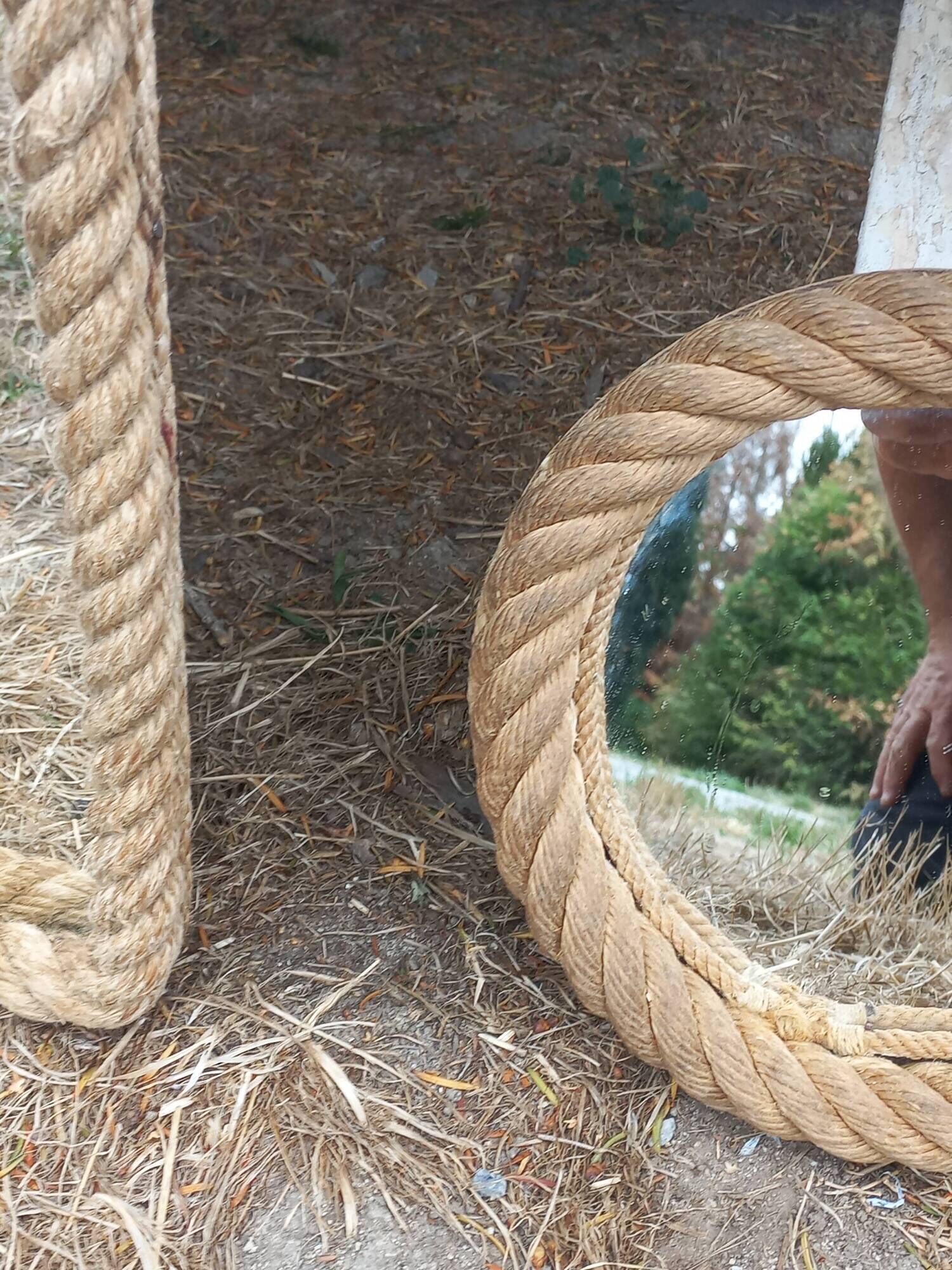 Set of 2 Audoux and Minet mirrors with rope from the 1950s.
