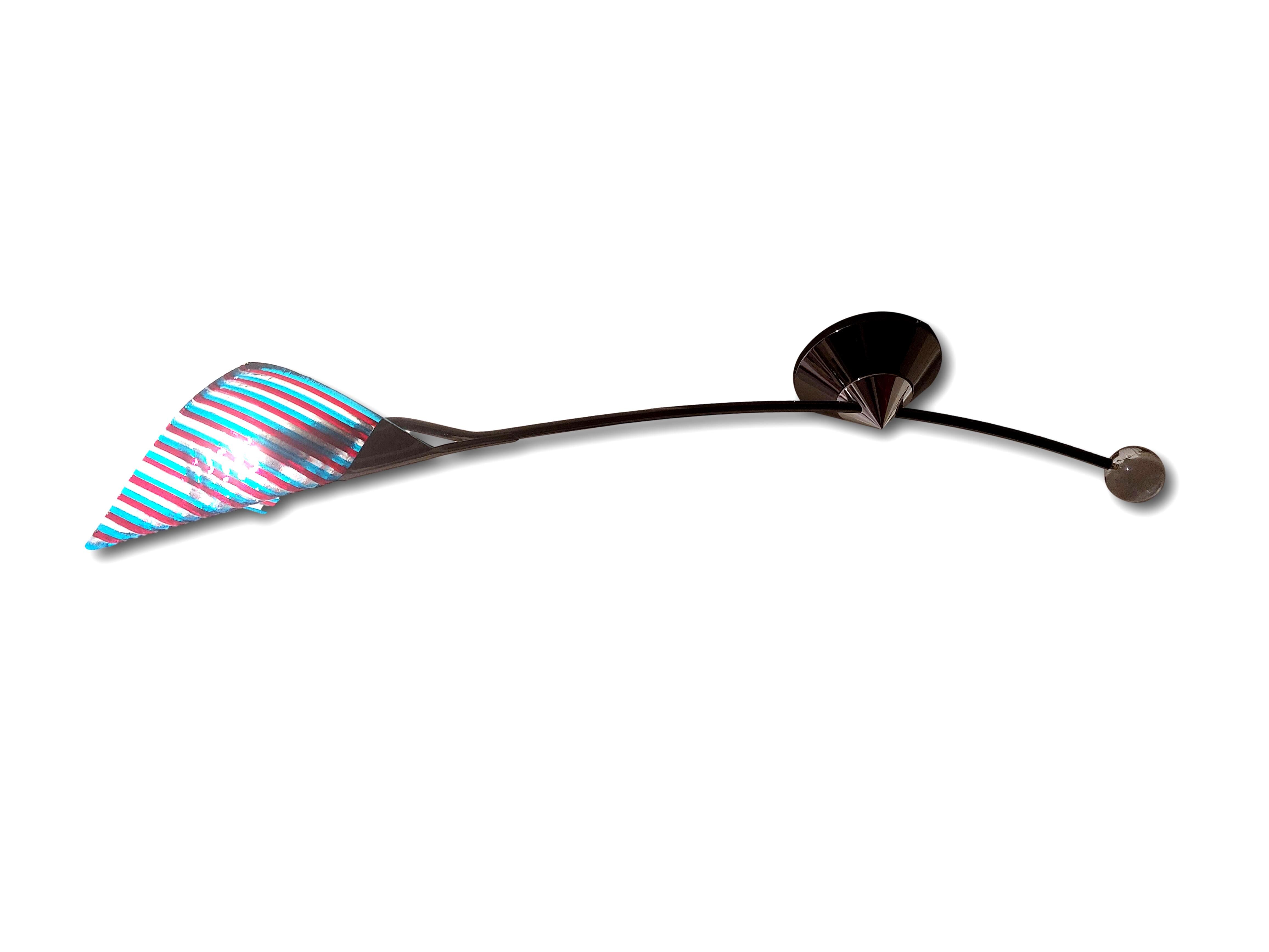 Murano glass and metal ceiling lamp, 1980s