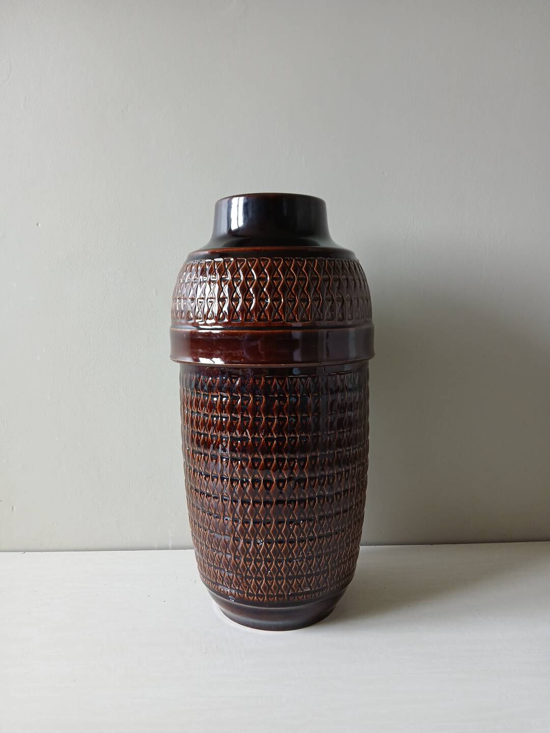 Large floor vase Jasba West Germany 42 cm – Fat Lava brown 1960s