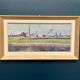 Swedish Oil on panel "Silhouette over Örebro" by HARRY THOMANDER, Framed 46x26cm