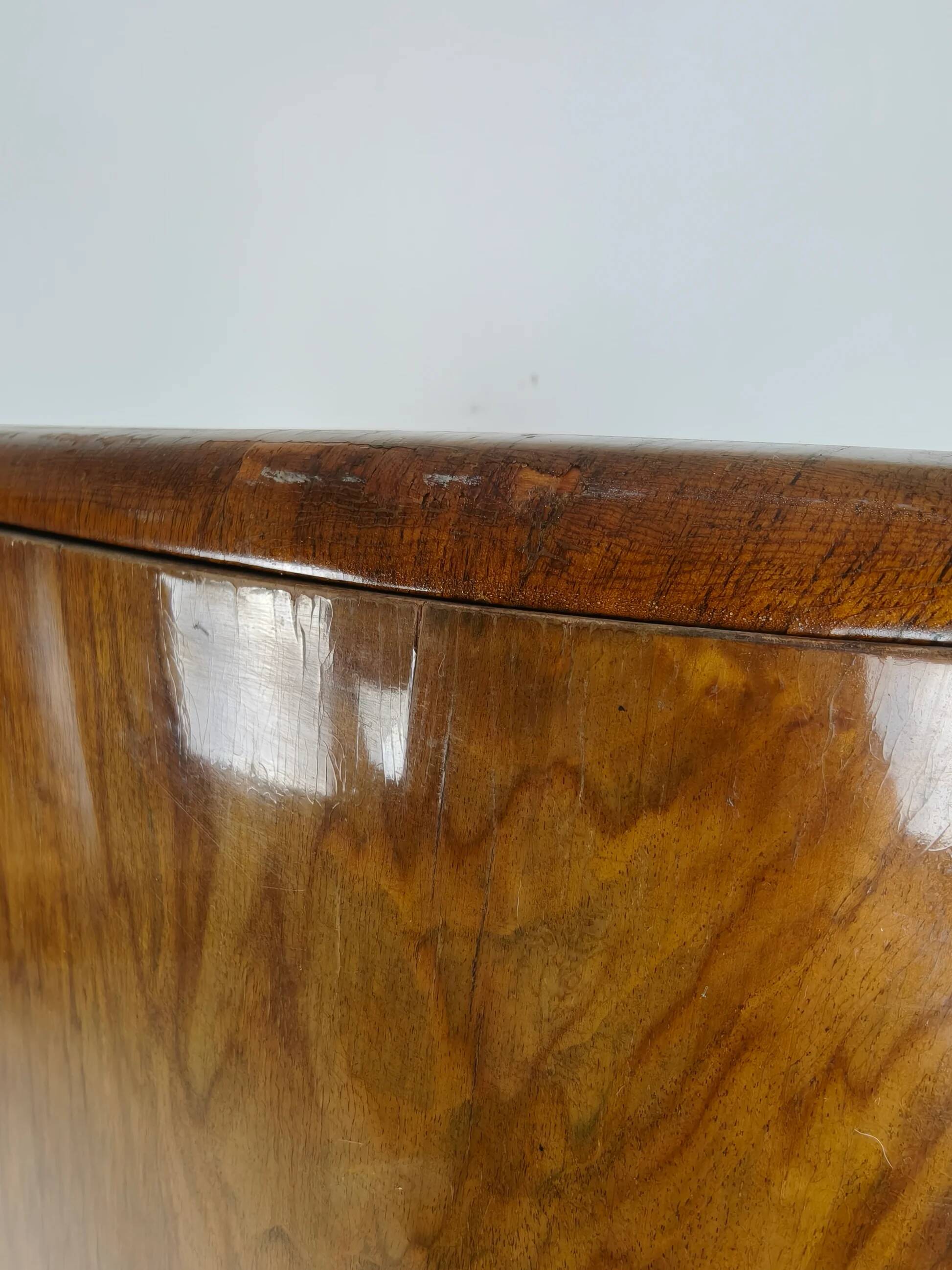 Superb English Art Deco wardrobe in burr walnut – 1930s