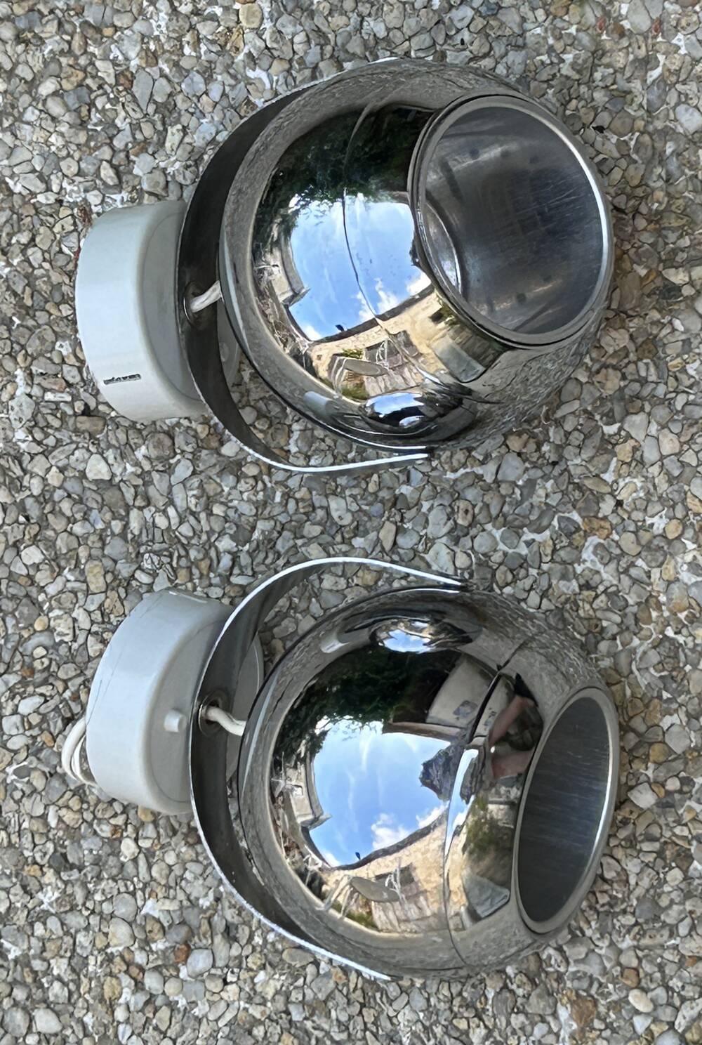 Pair of eye ball wall lights, space age, chrome, vintage, 70s
