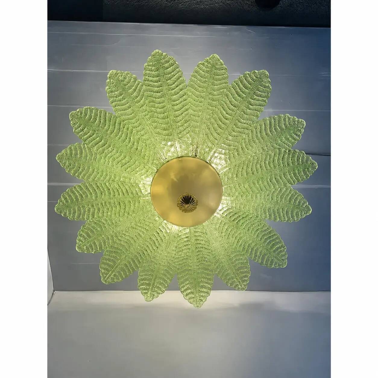 Green Murano Glass Flush Mount, Mazzega Zuccheri Venini Barovier Style