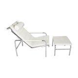 Leather armchair and footstool 'Genni' by Gabriele Mucchi For Zanotta