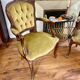 Cabriolets or Bergère armchairs Louis XV style in light green upholstered velvet