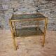 Coffee Table Maison Jansen Style - Brass & Smoked Glass - 1970