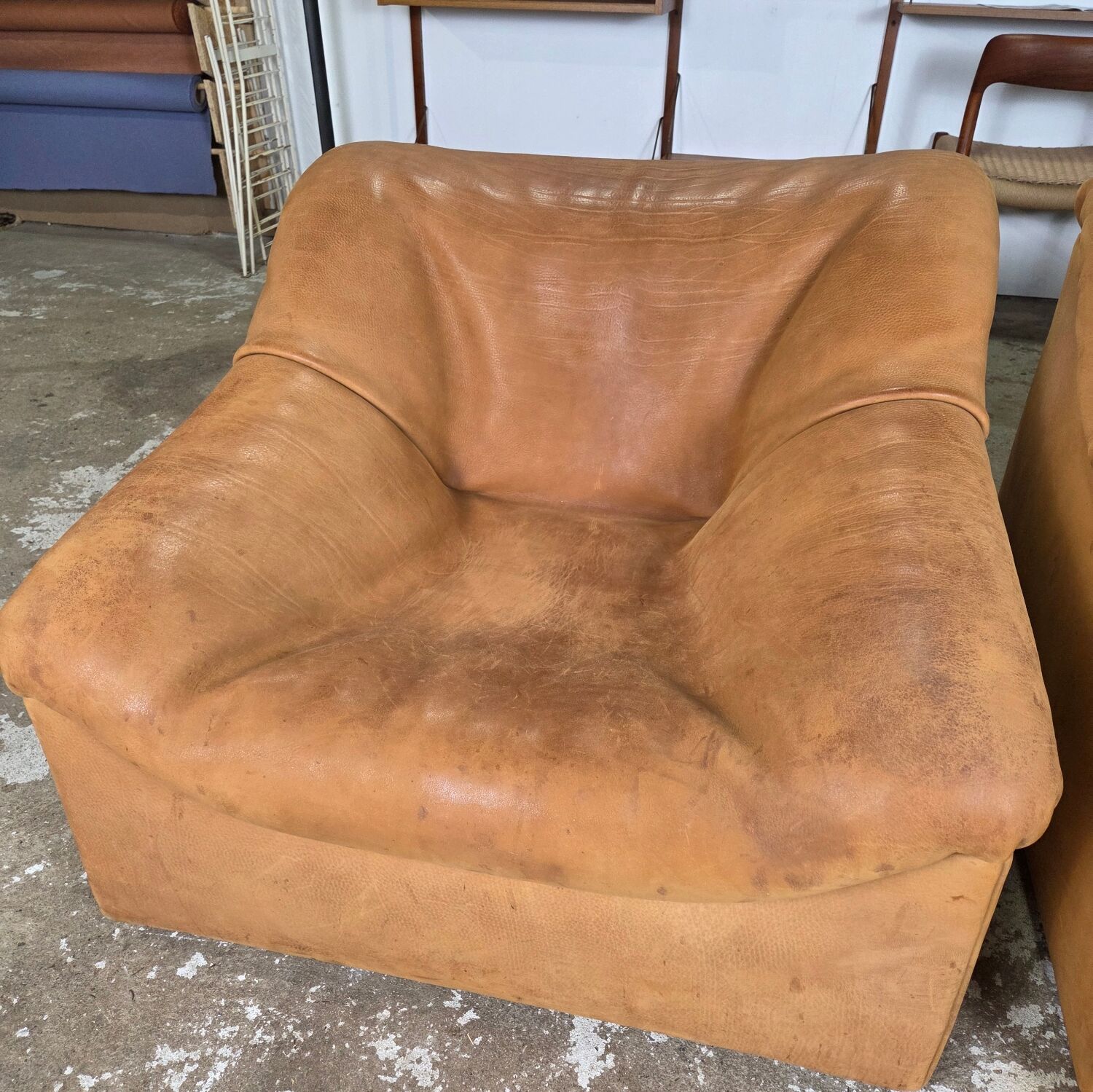 2x De Sede DS-46 vintage 1970s design leather lounge chair