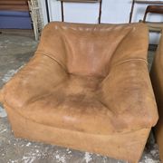 2 leather lounge chairs De Sede DS-46 vintage design from the 1970s