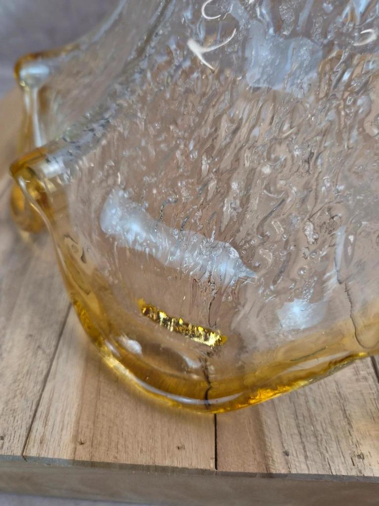 Vintage textured glass pendant attributed to Murano – amber edge – 1970s