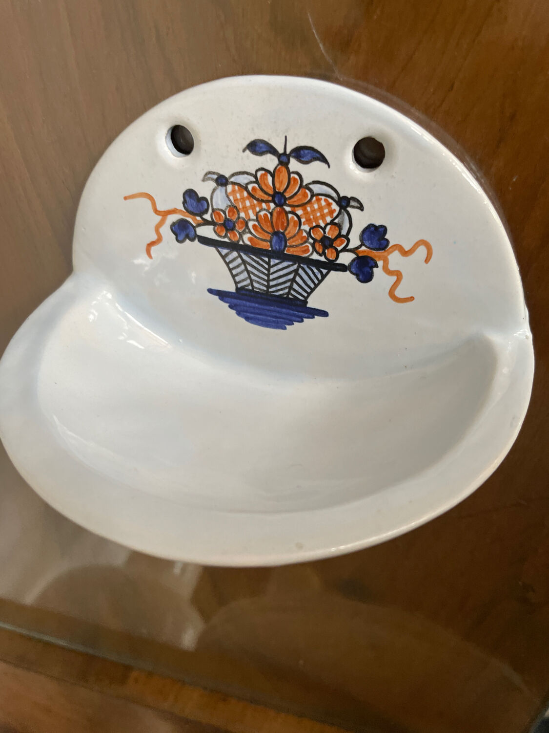 Porcelain wall soap dish Old Rouen