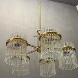Mid-Century Italian Murano Glass Rod Chandelier, 1980s
