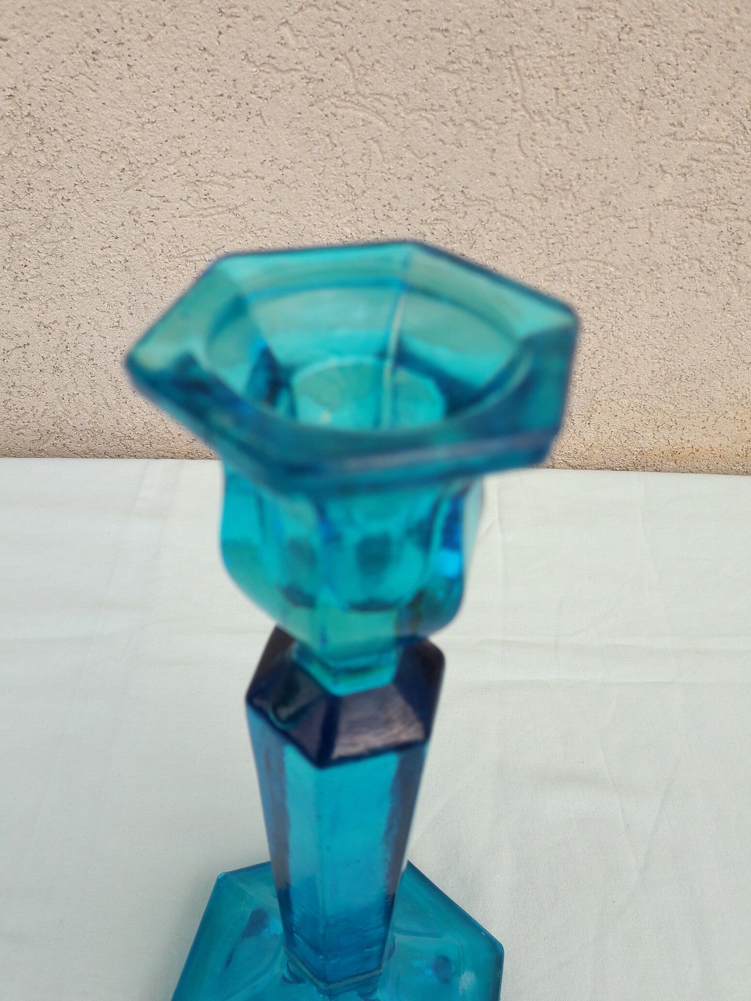 Blue candle holder