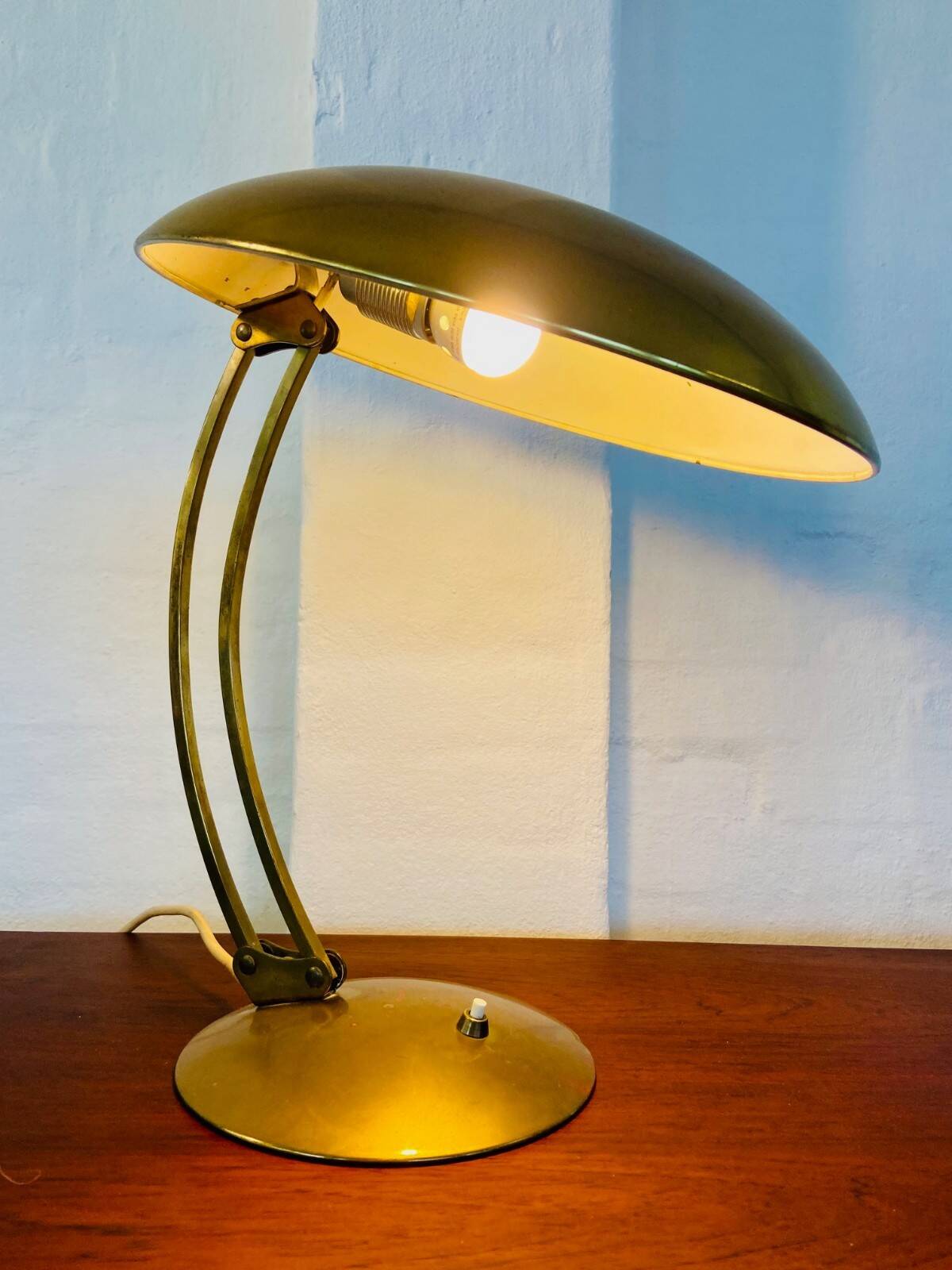 Vintage modernist Kaiser Dell brass lamp 1960s