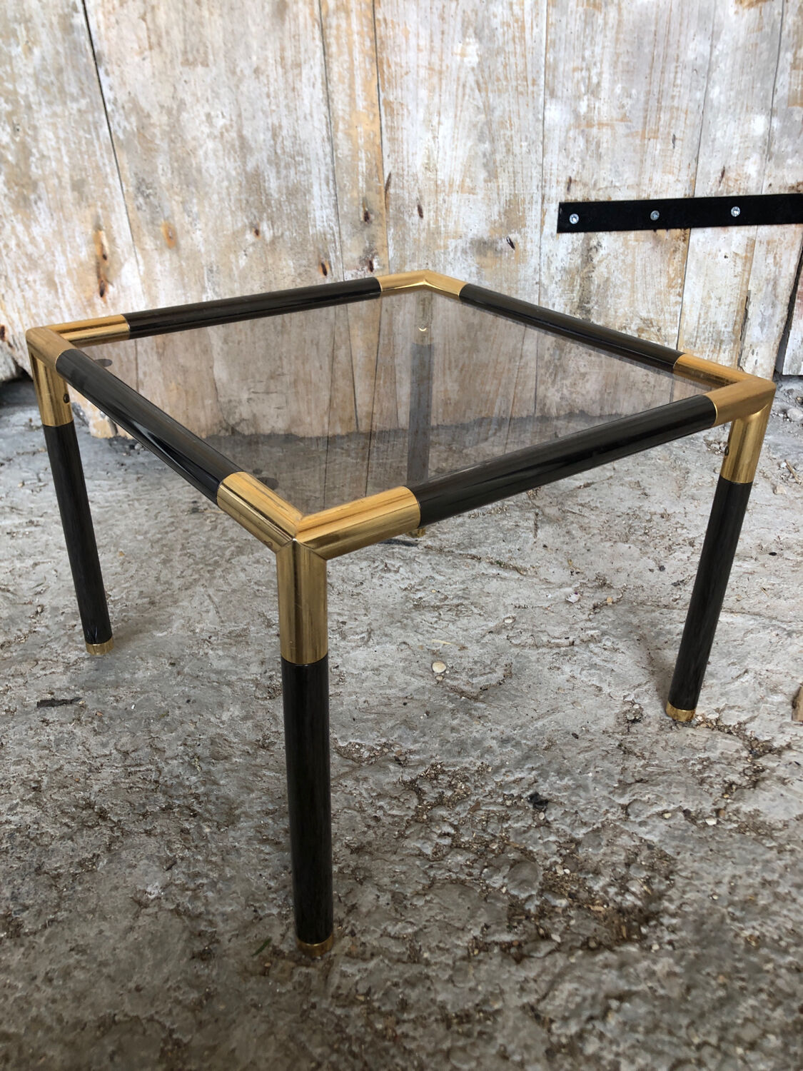 Coffee table tube metal black & gold vintage