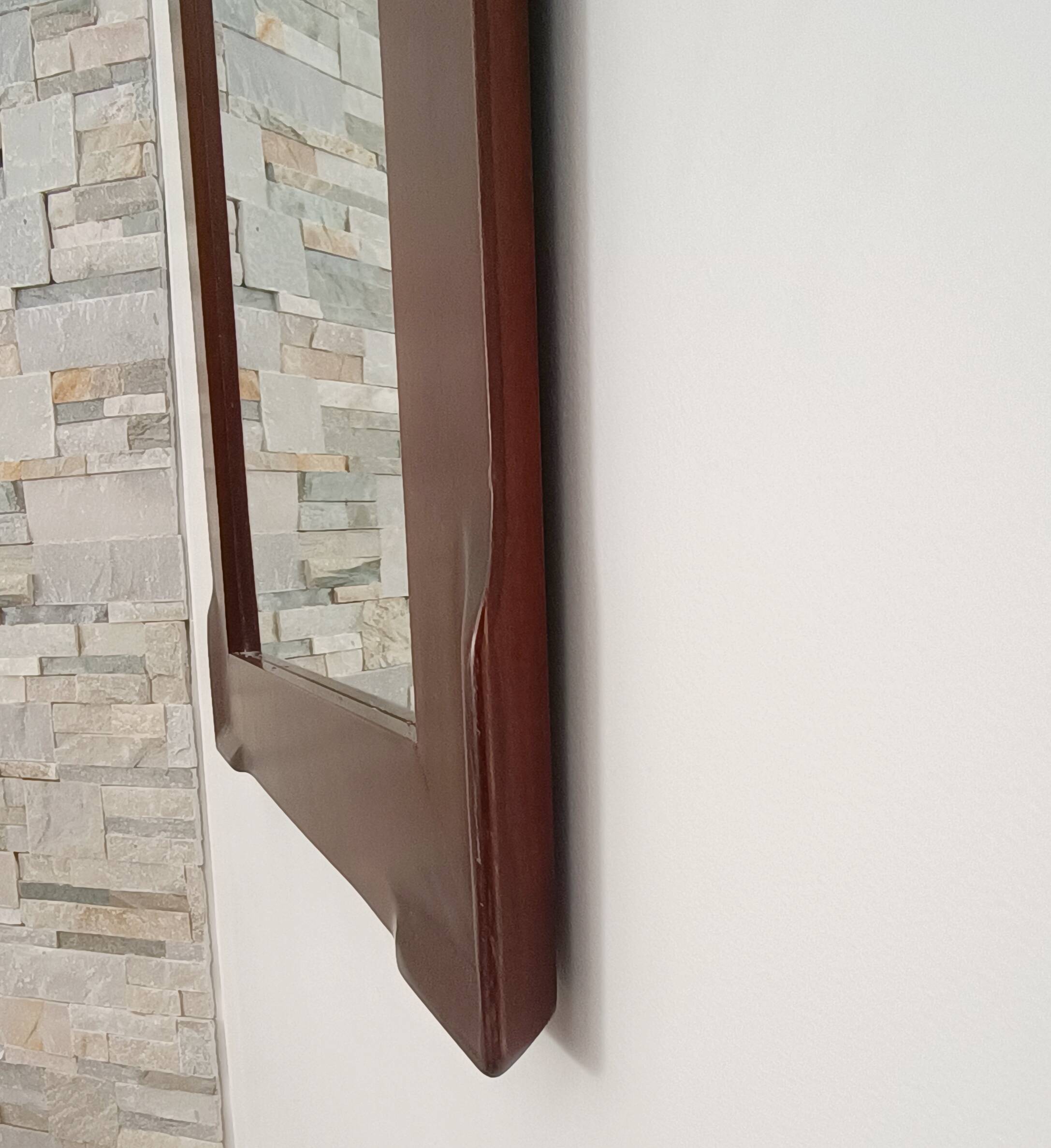 Large Cherry Wood Mirror France 1970s