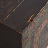 Antique oriental trunk with lotus flower paintings (c.1900) #11