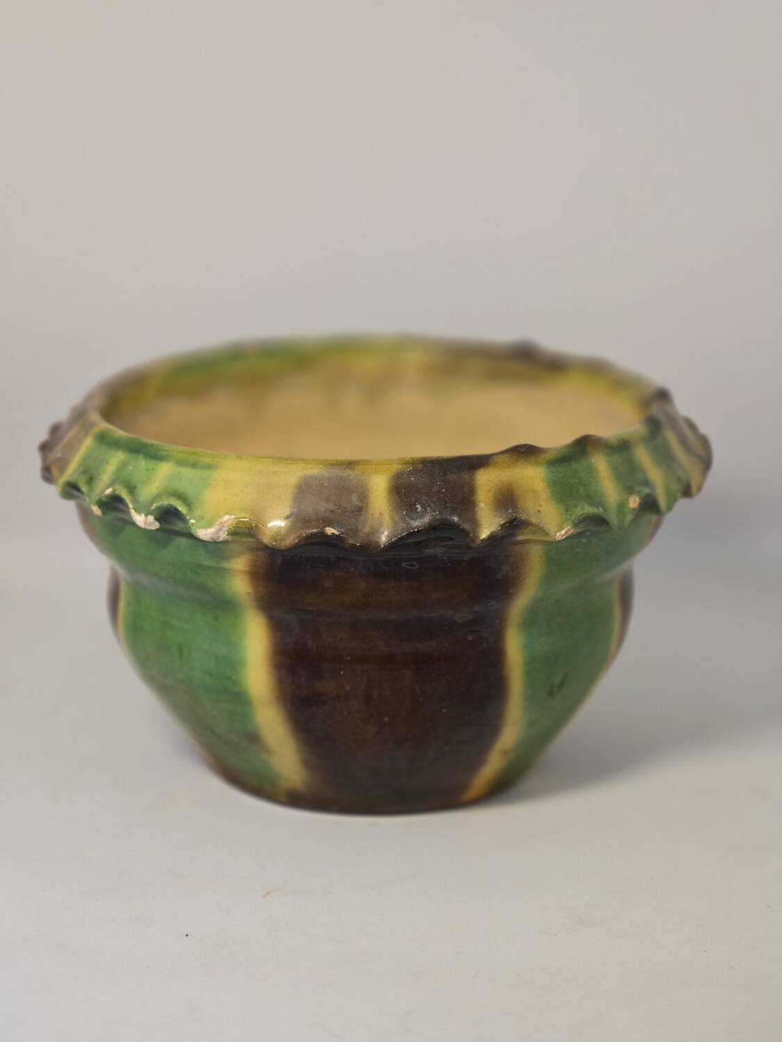 Old flower pot planter glazed terracotta cache pot
