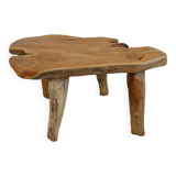 Brutalist coffee table in solid wood from the 50s