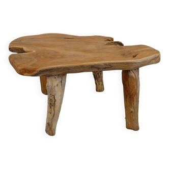 Brutalist coffee table in solid wood from the 50s