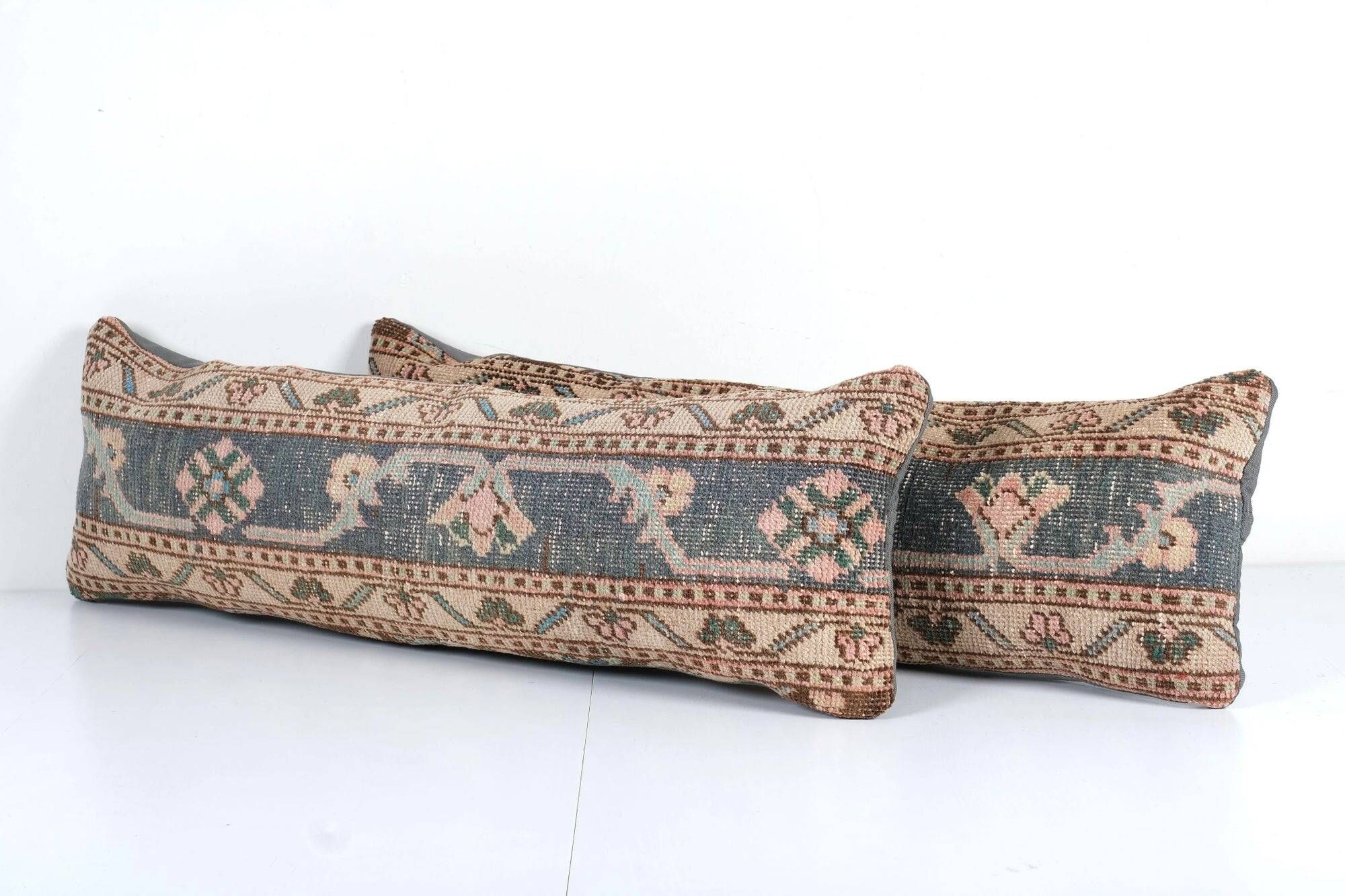 Set of 2 vintage Turkish cushion covers 30x91 cm