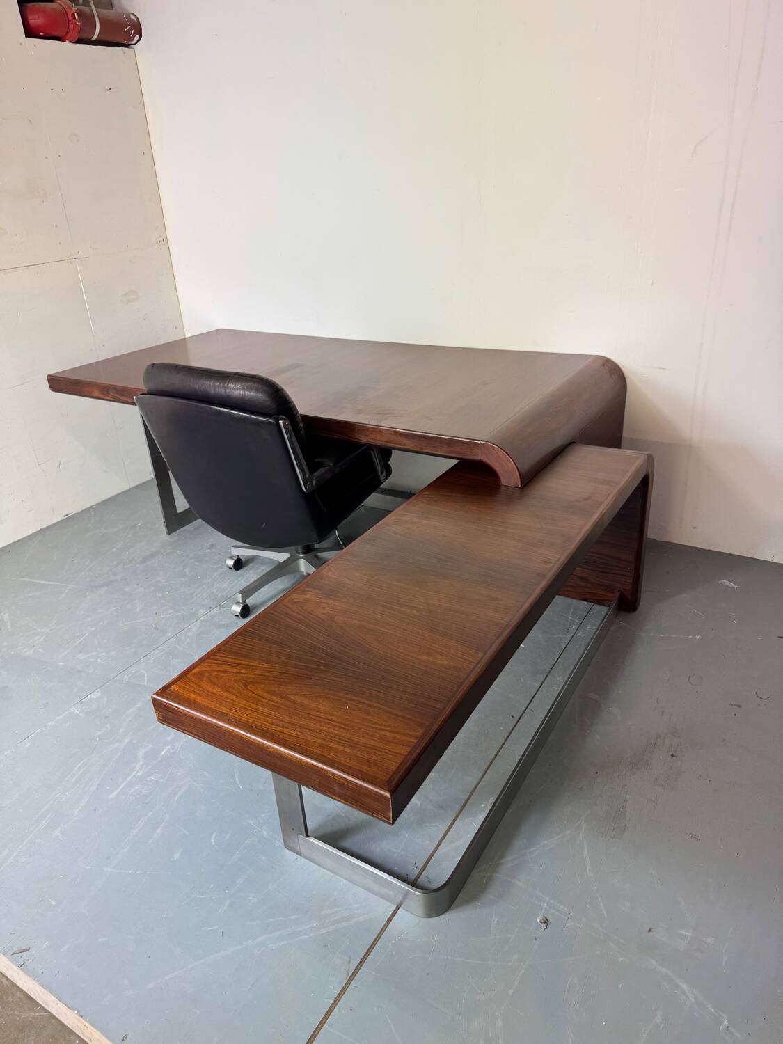 Vintage Danish design mid century wood steel Sibast executive desk