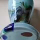 Murano vase in blown Art glass, marbling inclusions, scrolls. High 20 cm