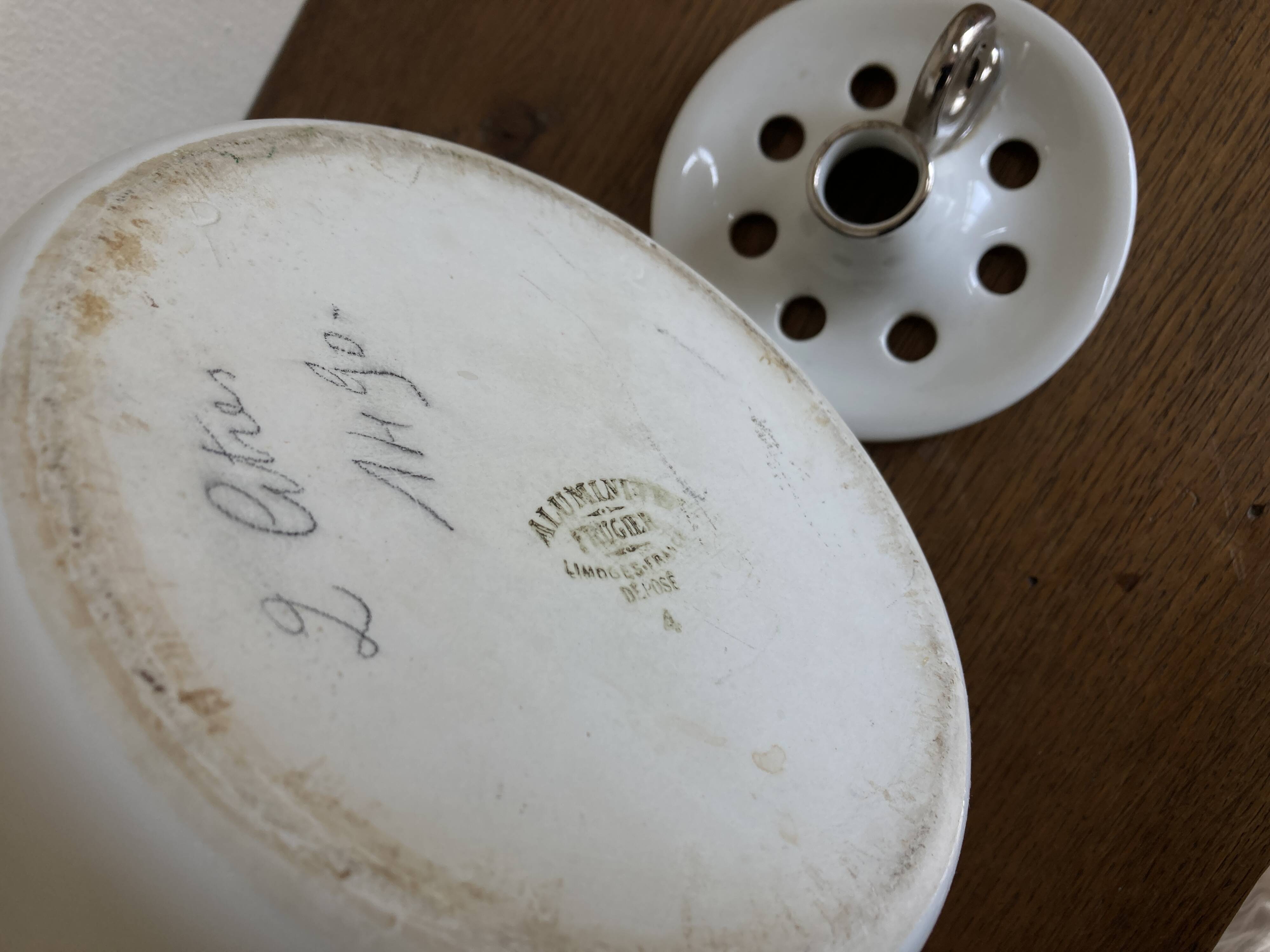 XXL modernist flowerpot pitcher vase in platinum and white porcelain