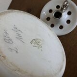 XXL modernist flowerpot pitcher vase in platinum and white porcelain