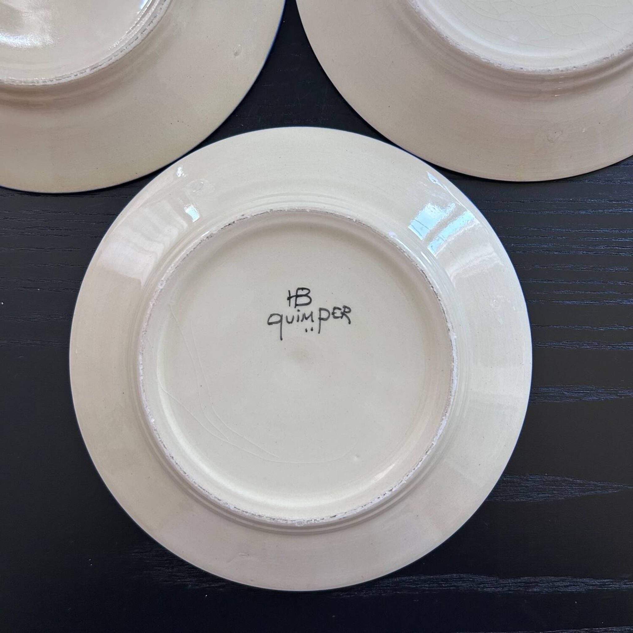 Trio of plates signed HB Quimper