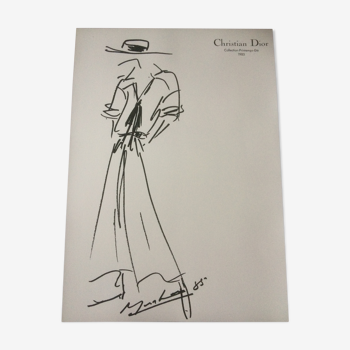 Christian dior, vintage press black and white fashion sketches