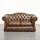 English cowhide leather Chesterfield 2-seater sofa in a luxurious colour